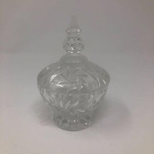 Crystal Sugar Bowl with Lid. Pin Wheel Pattern